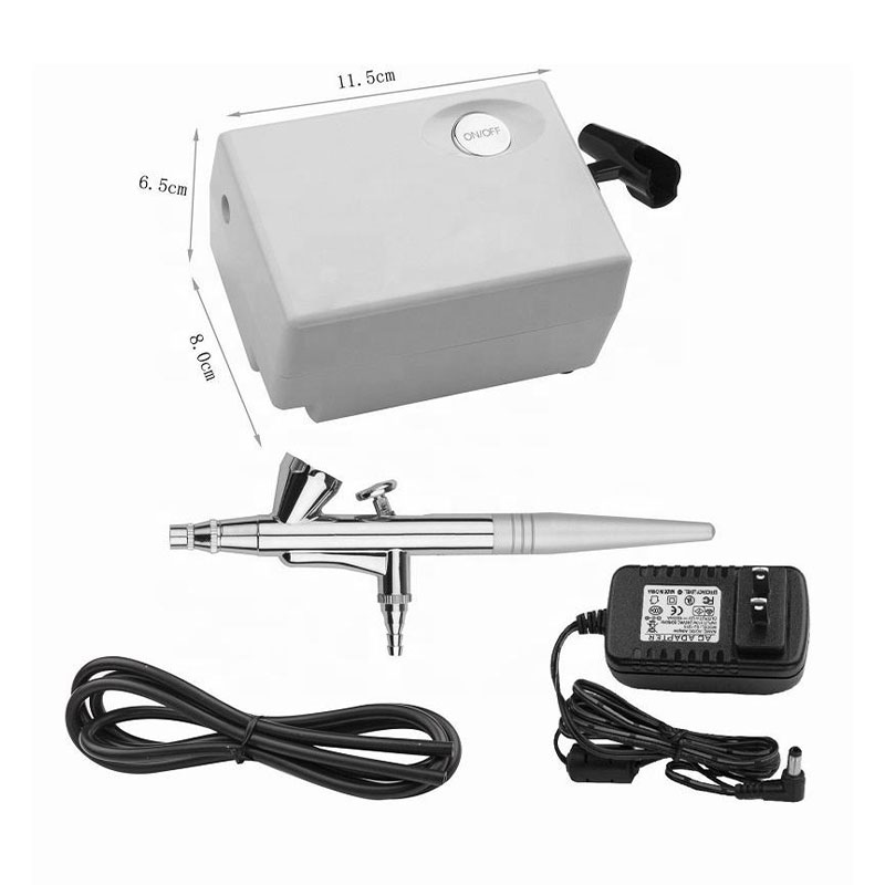 Pistolet à aérographe compact avec mini compresseur pour la décoration de gâteaux, le bronzage, l'art nail, le maquillage et la modélisation